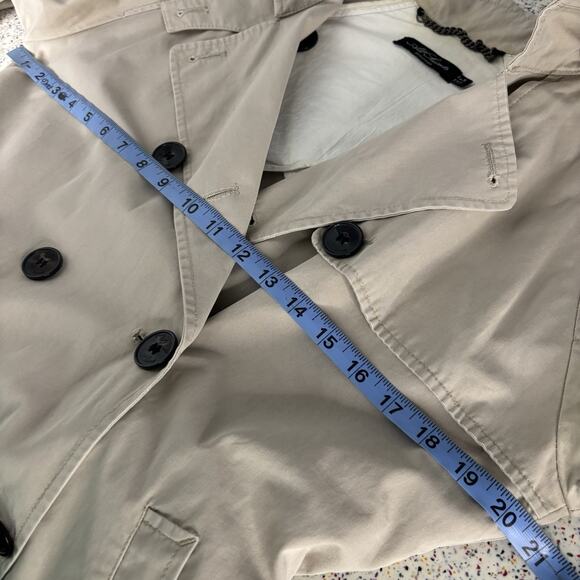 All Saints Womens Double Breasted Sherlock Cotton Trench Coat Jacket 8 Beige - Picture 11 of 14